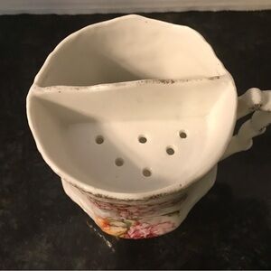 Vintage Floral Porcelain Mustache Cup